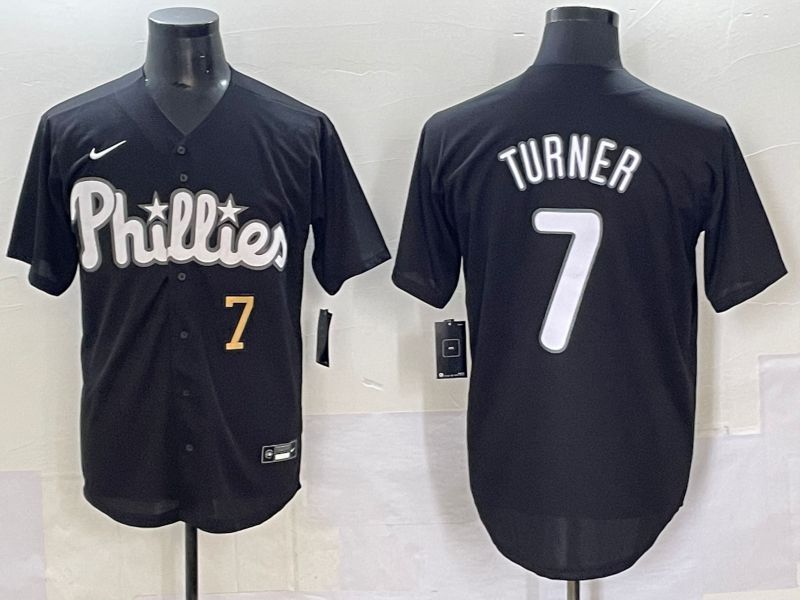 Men 2025 Philadelphia Phillies #7 Turner Black Fashion Nike MLB Jersey style 7093->philadelphia phillies->MLB Jersey